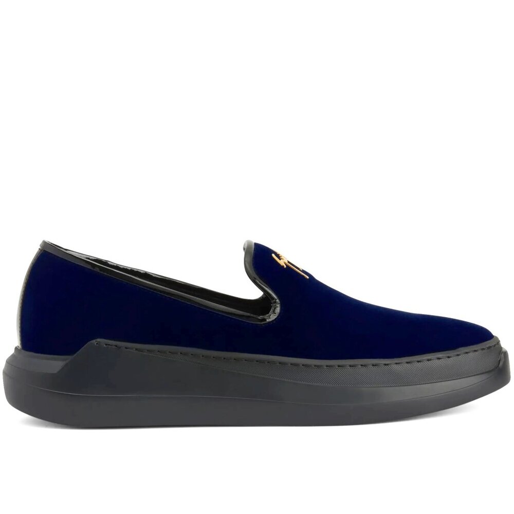 Giuseppe Zanotti Men's Conley Italian Blue Velvet Loafers, US 10, IT 43